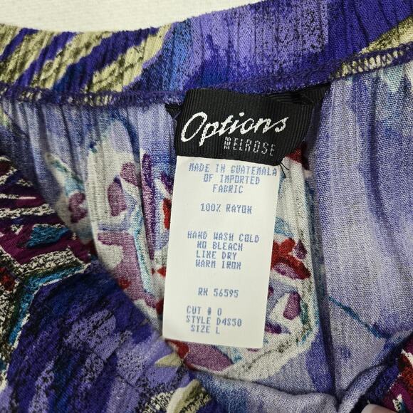 VTG Options Melrose Maxi Swing Skirt Sz L Purple Multi Elastic Waist Tropical - Picture 7 of 10
